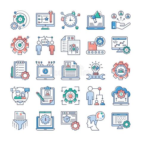 Project Management Icon Set Various Symbols For Managing Projects