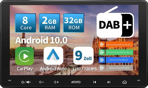 9 Zoll IPS ATOTO A6 PF Doppel DIN Radio DAB Unterstützt CarPlay