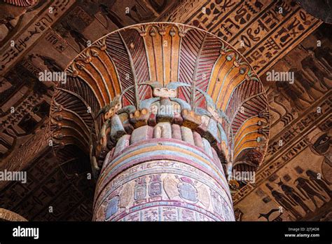Colorful Columns Of The Ancient Khnum Temple In Esna Luxor Egypt