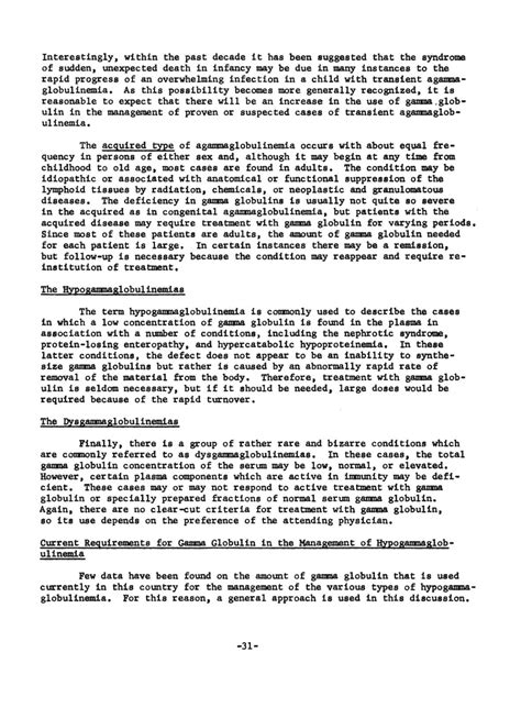 Uses of Immune Serum Gamma Globulin | Report on Gamma Globulin | The