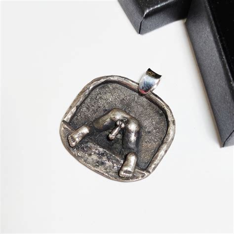 Handmade Sterling Silver Erotic Gay Pendant Unique Bold Jewelry Ervindyer
