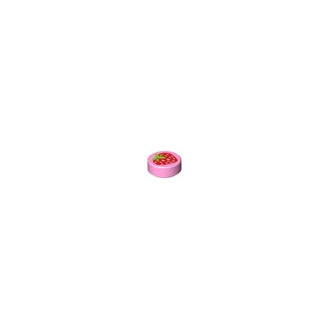 Lego Bright Pink Tile X Round With Strawberry