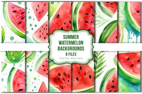 Summer Watermelon Pattern Backgrounds Graphic By Poster Boutique