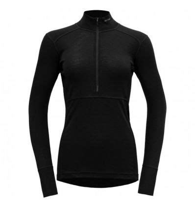 Long Sleeve T Shirt Devold Lauparen Merino Zip Neck Black Women