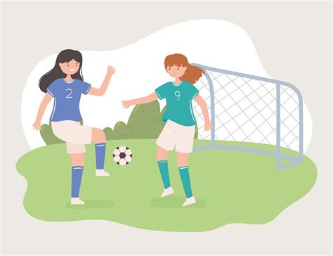 Mujeres Jugando Futbol 5251962 Vector En Vecteezy