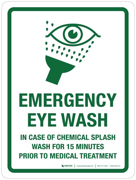 Emergency Eye Wash In Case Of Chemical Splash Wash For 15 Minutes