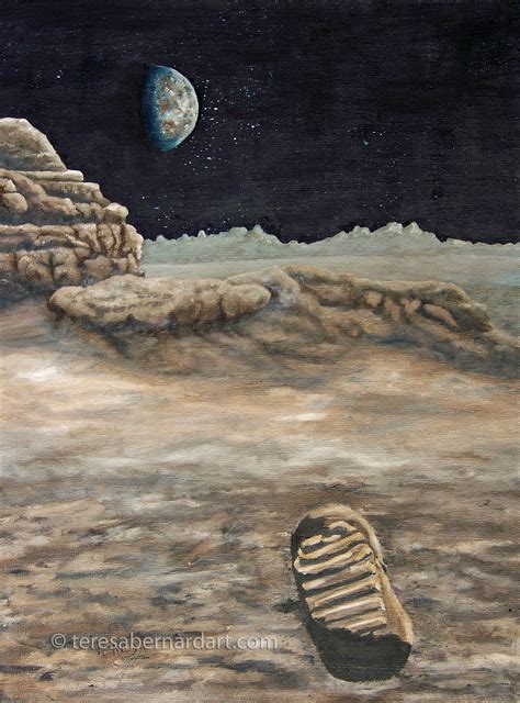 First Footprint On The Moon Teresa Bernard Oil Paintings