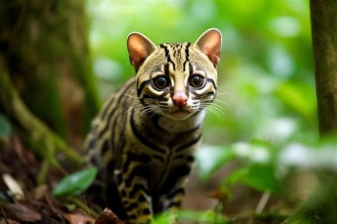Premium Ai Image A Small Cat With A Black Stripe On Its Face Stands