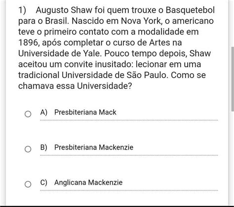 Quem Trouxe O Basquete Para O Brasil - Augusto Shaw foi quem trouxe o Basquetebol para o Brasil. Nascido em ...