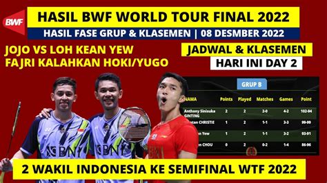 Hasil Bwf World Tour Finals Hari Ini Jojo Menang Wakil Ina Ke