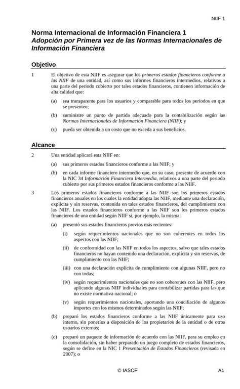 Pdf Niif 1 Apoción Por Primera Vez De Las Normas Internacionales De