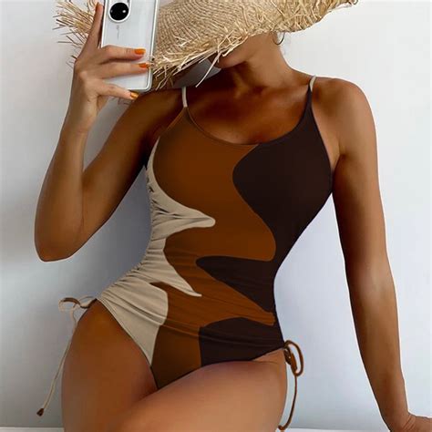 Ruimatai One Piece Swimsuit For Women 2024 High Cut Women Sexy Fashion Camisole Bikini Solid