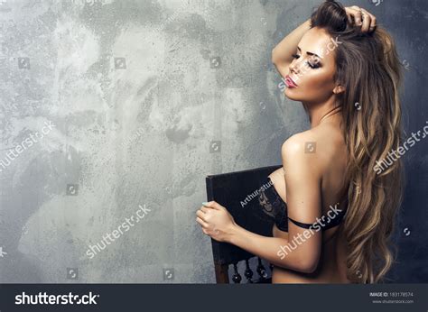 Beautiful Sexy Blonde Woman Standing Wearing Stock Photo 183178574 Shutterstock