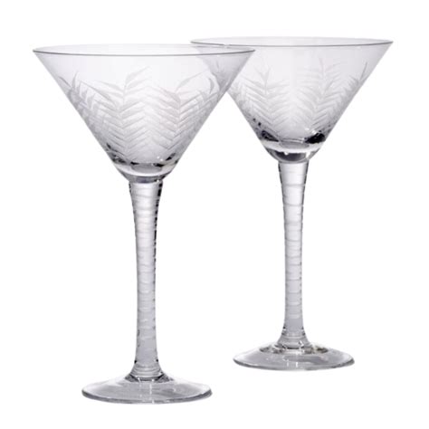 Tommy Bahama Etched Palm Martini Glasses Set Of 2 83 Tall Hand