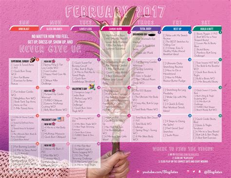 February 2024 Workout Calender Blogilates Printable 2024 CALENDAR