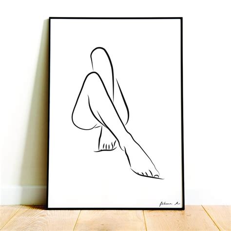 Woman Body Line Art Sensual Woman Art Nude Printable Poster Etsy