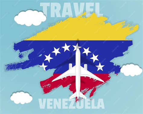 Premium Vector | Traveling to venezuela top view passenger plane on