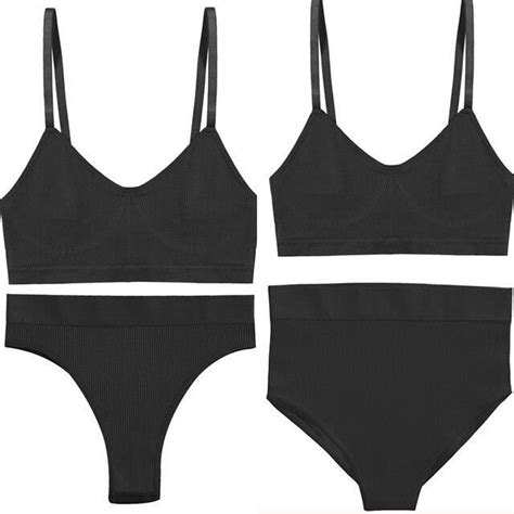 Ensemble Sexy De Sport Pour Femmes Lingerie Push Up String Soutien Gorge Actif Sans Couture