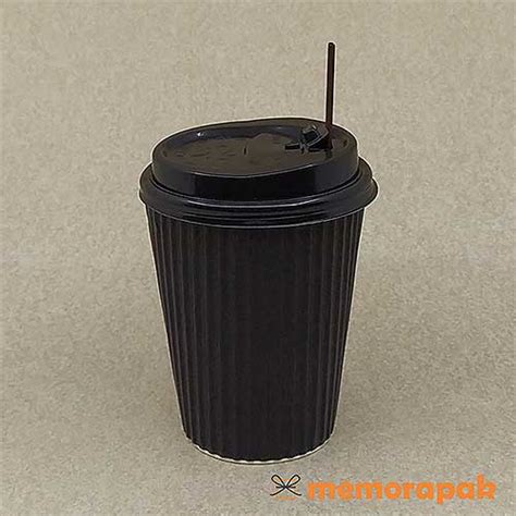 Jual Paper Cup Oz W Barrier Hitam Hot Cup Gelas Kertas Ml Ripple Tutup Stirrer