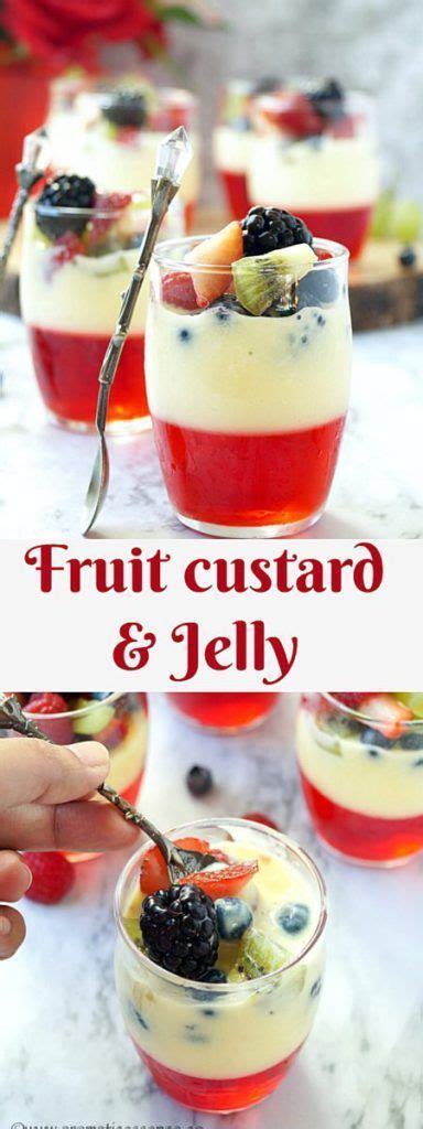 Fruit Custard And Jelly Layered Fruit Custard With Jelly Custard