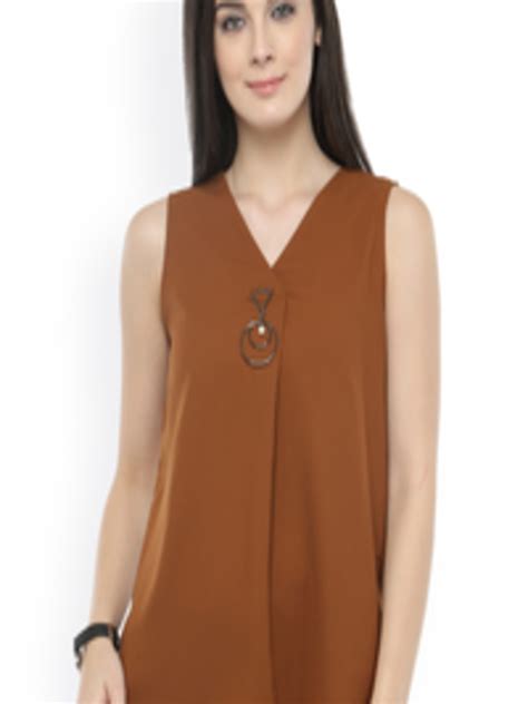 Buy Pluss Women Rust Brown Solid Top Tops For Women 2468609 Myntra