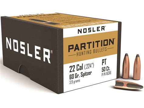 Nosler Partition Cal Diameter Bullets Grain Spitzer Box