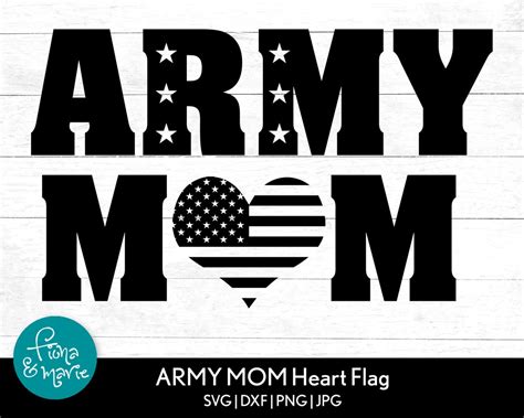 Army Mom Heart Flag Svg Military Mom Svg Mom Pride Svg Dxf