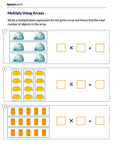 Multiplication Using Arrays Worksheets