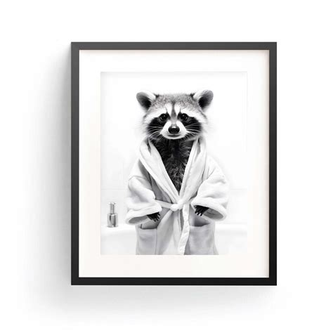 Raccoon In Bathrobe Raccoon Art Print Raccoon Wall Art Baby Raccoon Spa