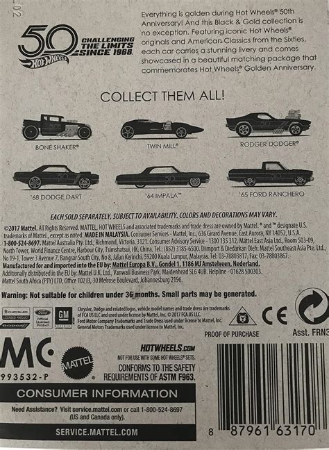 Hot Wheels Aniversario Serie Negro Y Oro Serie Modelo De Auto Fundido A Presi N