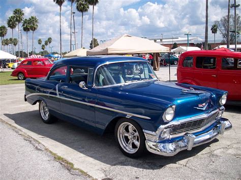 2k Free Download 56 Chevy Classic Gm Bowtie Blue Hd Wallpaper