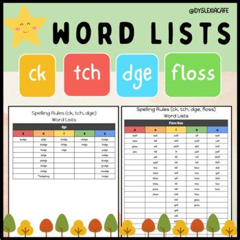 Phonics Word Reading Lists Ck Tch Dge Floss Rule Sh Ch Th Wh