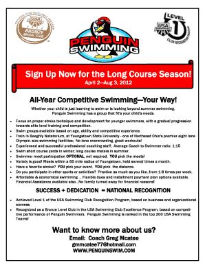 Fillable Online Sign Up Now For The Long Course Season TeamUnify Fax