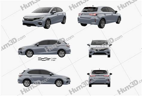 Honda City Hatchback 2021 Blueprint Template 3DModels