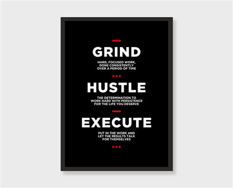 Grind Hustle Execute Definition Poster Entrepreneur Wall Art Etsy