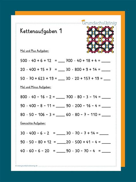 Kostenlose Arbeitsbl Tter Mit Kettenaufgaben F R Mathe In Der Klasse