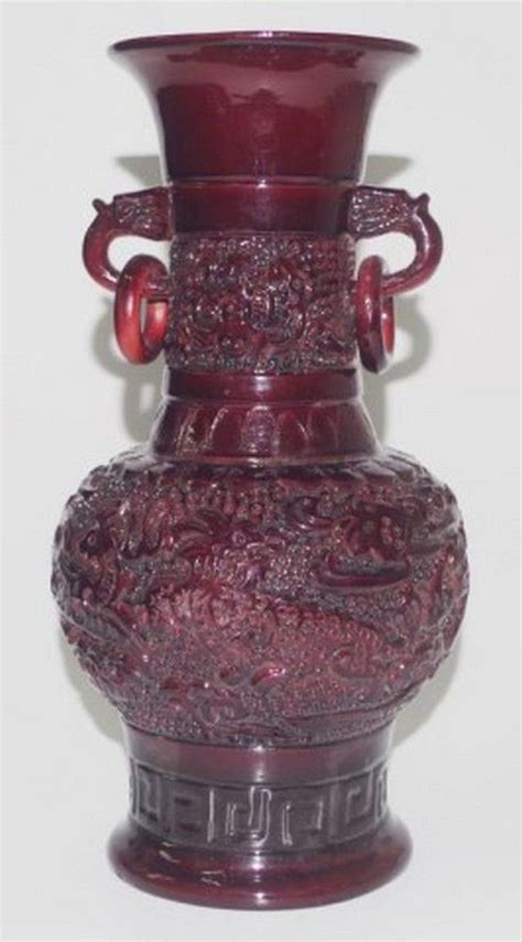 Embossed Dragon Ceramic Vase With Character Marks Ceramics Chinese