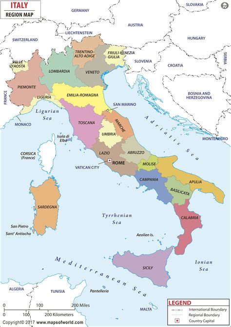 Italy map outline regions