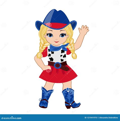 Beautiful Cowgirl Isolated On White Background Stock Vector