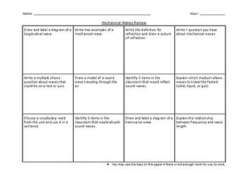 Mechanical Waves Review Activity By Dan Reiss Tpt