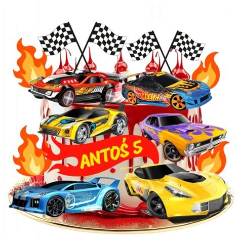 Cukrowa Dekoracja Op Atek Na Tort Hot Wheels Cars Auta Autka Samochody Decor Cake