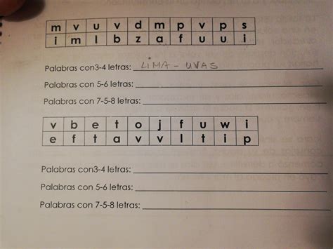 Palabras Que Se Puede Formar Con Estas Letras 6