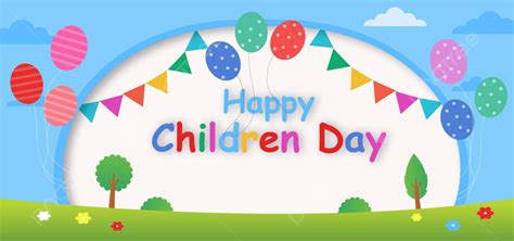 Happy Children Day With Colorful Balloon Background Happy Children