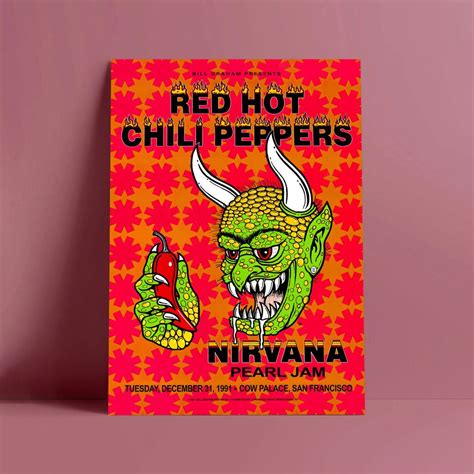 Red Hot Chili Peppers Nirvana Pel Jam Poster Concert Poster Artist Poster Designed Sold