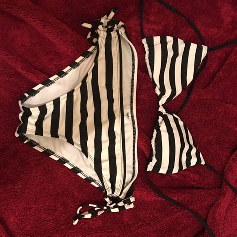 Mossimo Supply Co Swim Black And White Striped Bikini Set Poshmark
