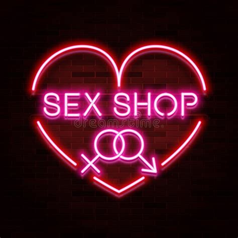 Sex Shop Logo Neon Realistic Text Design Adult Store Vector I Stock