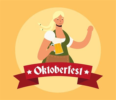 Belle Femme Blonde Allemande Buvant De La Bi Re Caract Re Vector Illustration Design Vecteur