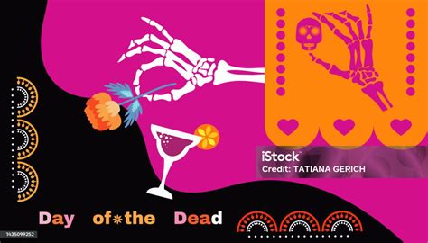 Dia De Los Muertos Day Of The Dead Or Halloween Greeting Card Stock