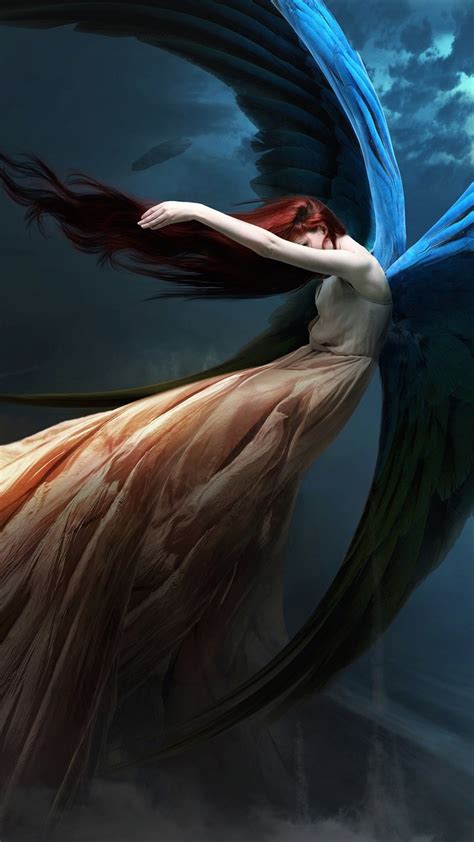 X X Fantasy Angel Redhead Wings Artist Digital