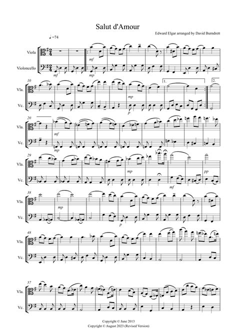 Salut D Amour For Viola And Cello Duet Arr David Burndrett By Edward Elgar Sheet Music For